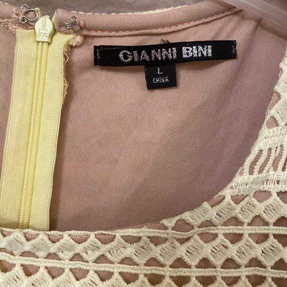 Gianni Bini Lara lace striped dress short sleeve size L - Picture 10 of 11